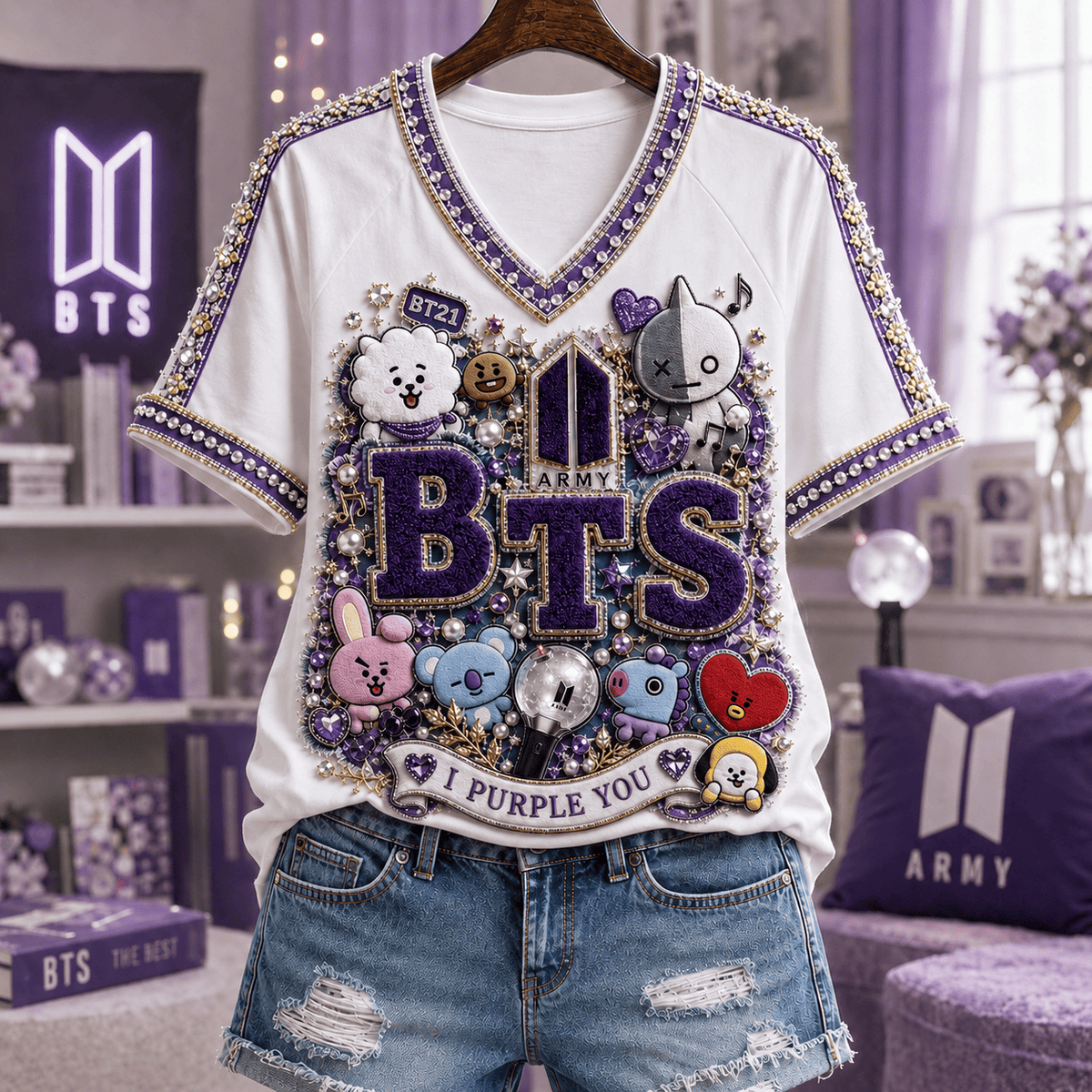 Premium BTS V-neck Shirt NPL